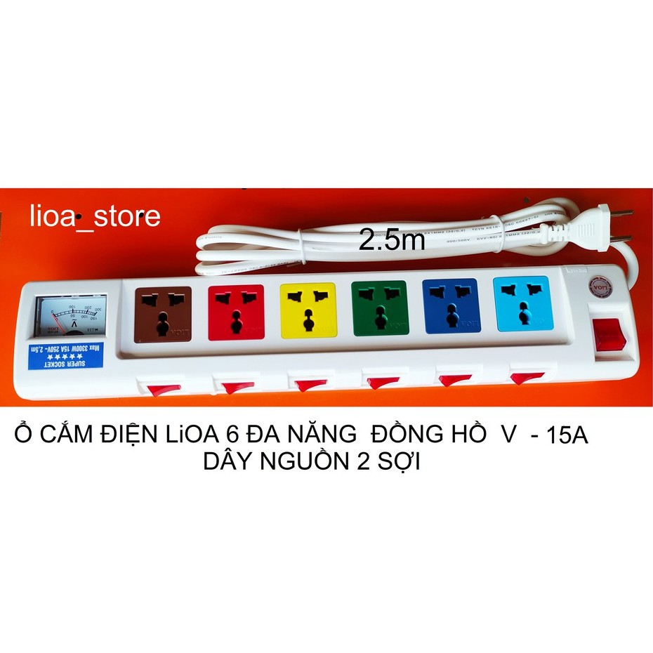 Ổ CẮM ĐIỆN 6 ĐA NĂNG LiOA - ĐỒNG HỒ V .