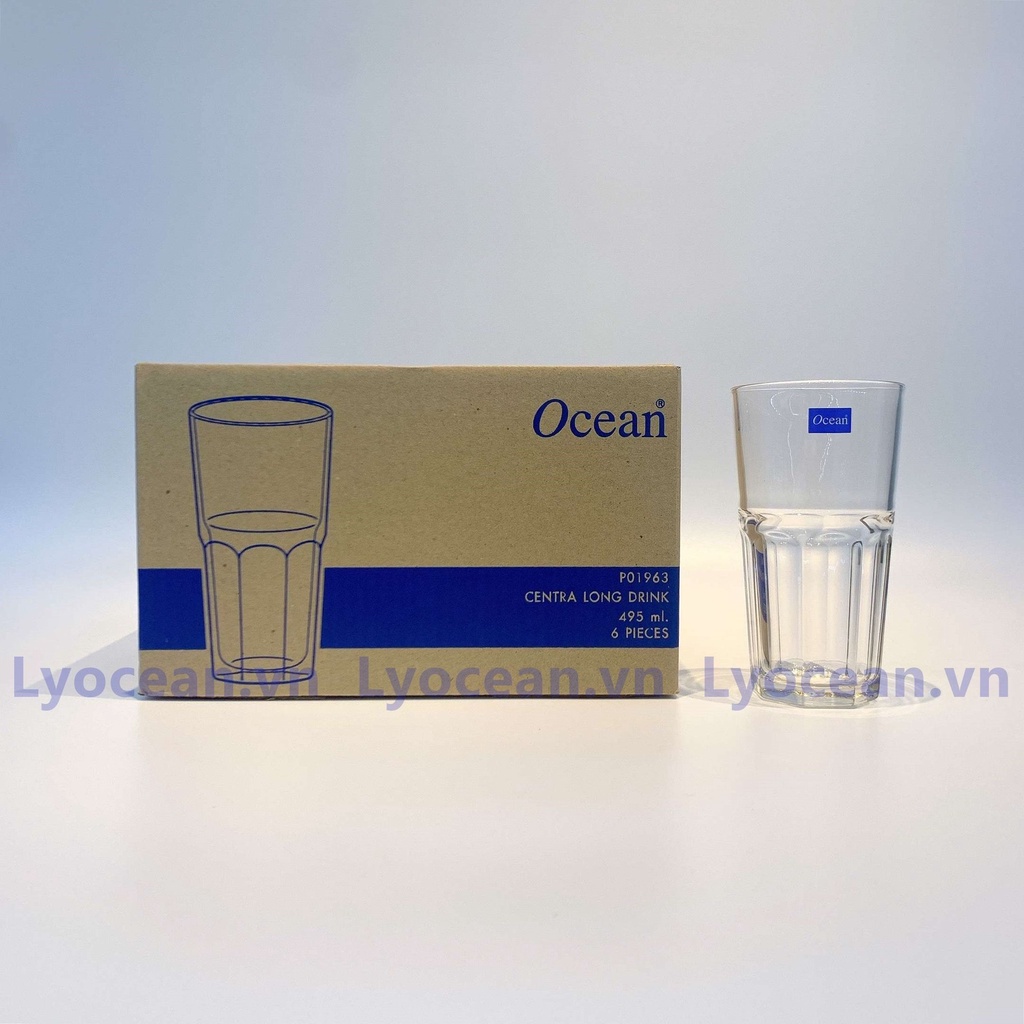 (Ocean.1963) Bộ 6 Cốc Thủy Tinh Centro Long Drink Ocean Thái Lan - 495ml