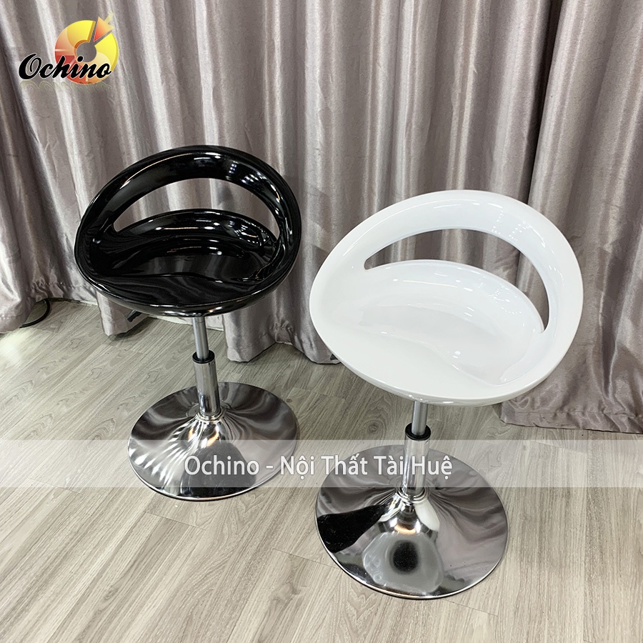 Ghế Ngồi Trang Điểm, Ghế Xoay Văn Phòng Mẫu Nhựa Khoét Lỗ Phong Cách Hiện Đại Cao 30-50 Cm Và Xoay 360 Độ (Đủ Màu)