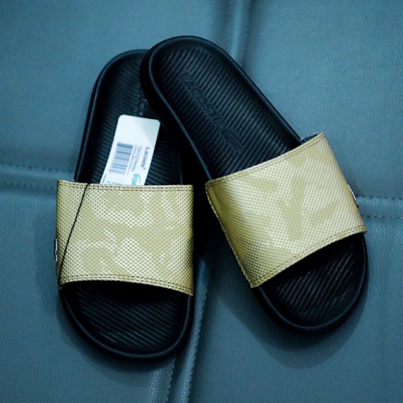 Giày sandal Lacoste CROCO RUBBER màu đen vàng
