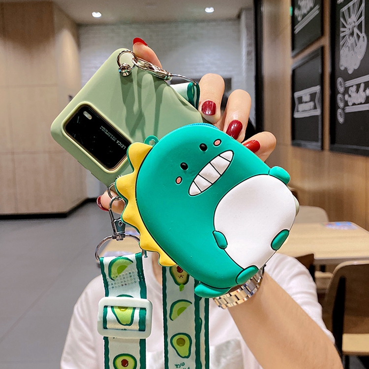 Ốp điện thoại TPU mềm họa tiết bơ khủng long kiểu ví có dây đeo cho SAMSUNG J2 J7 PRIME J4 J6 PLUS J7 PRO A7 2018