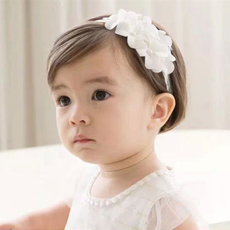 Băng Đô Ren Hoa Co Giãn Đính Ngọc Trai Xinh Xắn Dành Cho Bé