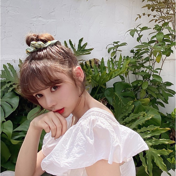 Dây buộc tóc scrunchies, dây cột tóc chun buộc tóc nữ họa tiết trơn đơn giản dễ thương Hàn Quốc P174 - VHT SHOP