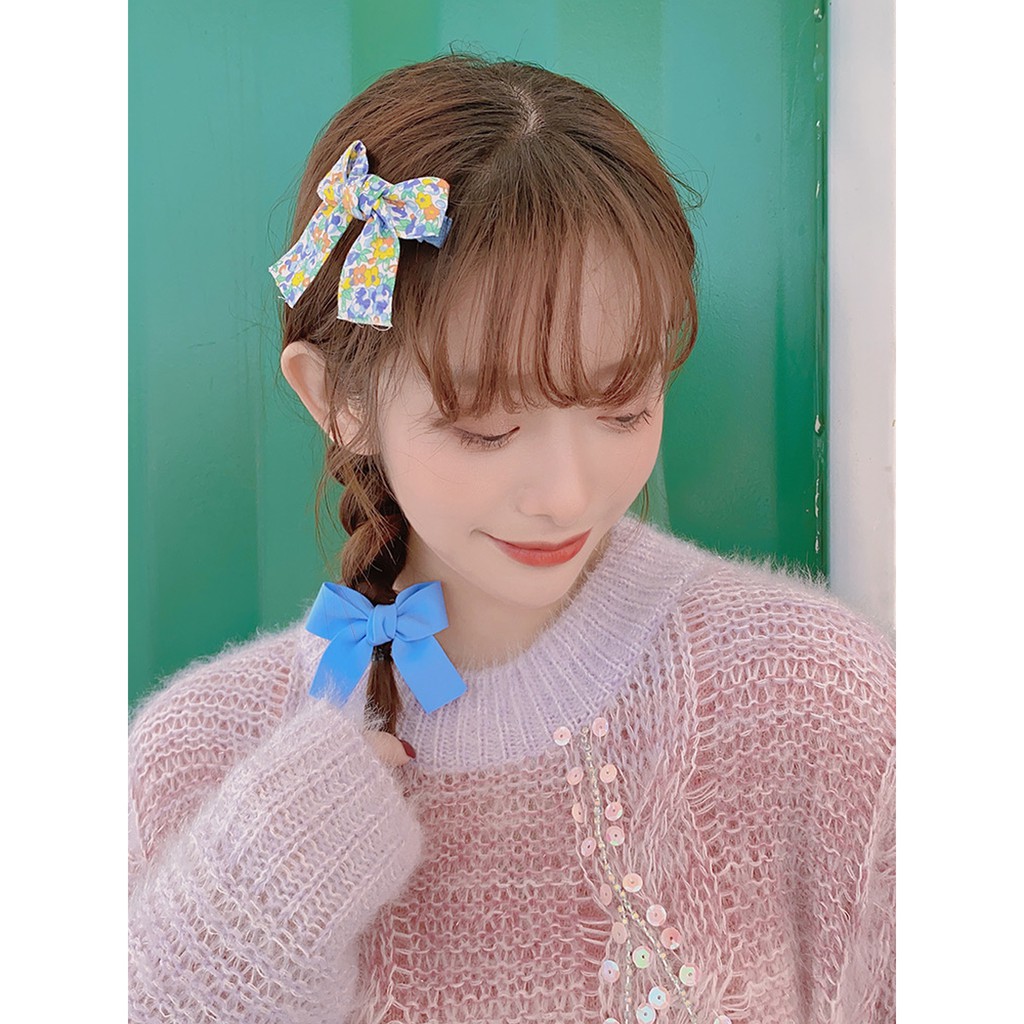 (Hàng mới) Set 2 kẹp tóc nơ nhỏ dễ thương hoa-sắc màu phong cách Hàn Quốc Tatitava
