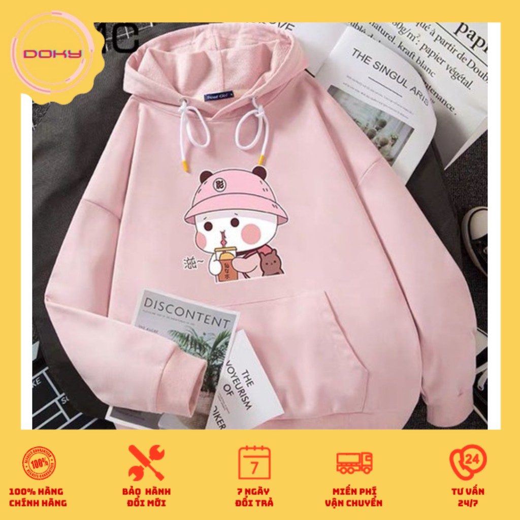 Áo HOODIE lót nỉ hình dễ thương, áo freesize form rộng dưới 58kg-AHEB