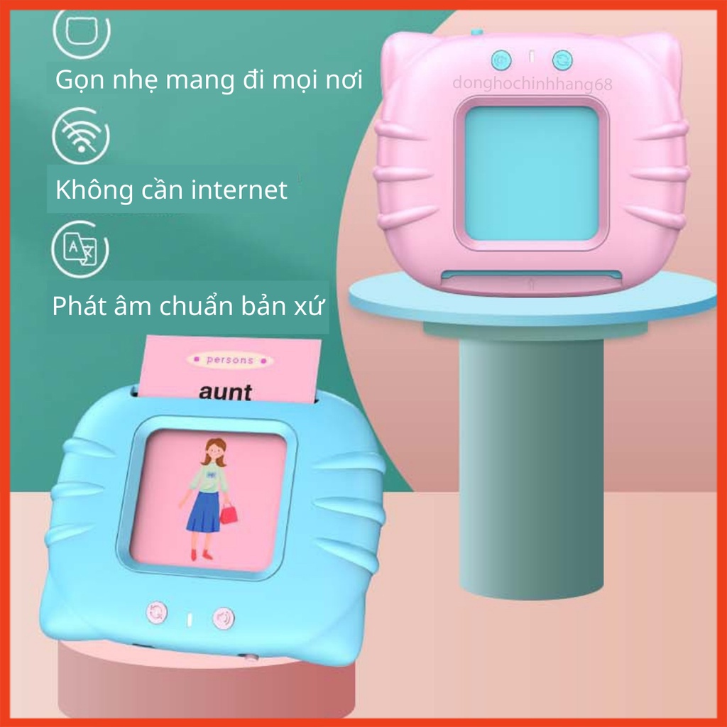 Máy Đọc Thẻ Tiếng Anh Cho Bé Flashcard Gồm 112 Thẻ 224 Từ Tiếng Anh Sạc Cổng USB Không Có Sóng Điện