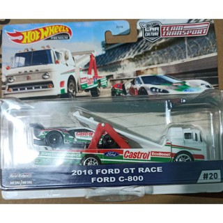 Xe mô hình hot wheels car culture team transport 2016 ford gt race & ford c-800