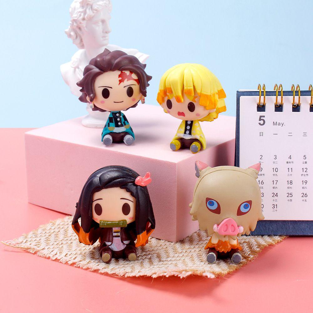 Set 4 Mô Hình Nhân Vật Hoạt Hình Kamado Tanjirou Demon Slayer Kimetsu No Yaiba Kamado Nezuko Agatsuma Mini Dễ Thương