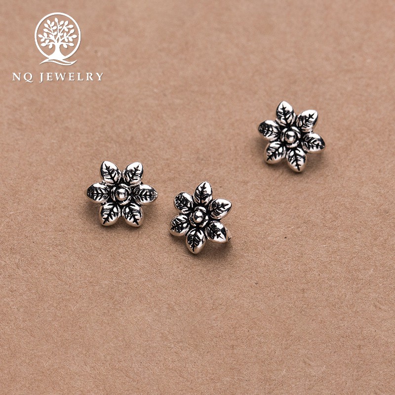 Charm bạc khóa liên kết vòng tay, dây chuỗi hình bông hoa - NQ Jewelry