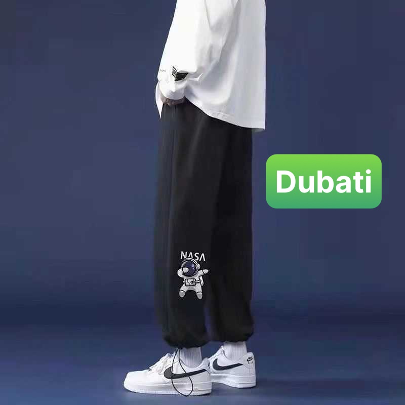 QUẦN JOGGER NAM NỮ UNISEX CHẤT NỈ DÀY DA CÁ ỐNG SUÔNG RỘNG THÊU IN HÌNH NASA RÚT DÂY PHONG CÁCH XỊN SÒ -DUBATI FASHION
