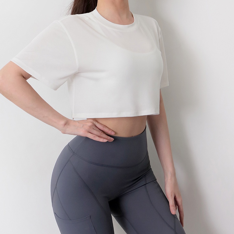 Áo thun thể thao ANRAN tay ngắn dáng rộng quyến rũ trẻ trung thời trang dành cho nữ