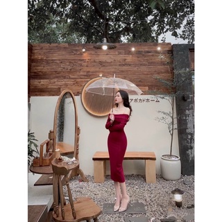 Váy body trễ vai ❤️❤️ Váy body nữ trễ vai ôm body màu đen, đỏ và xanh