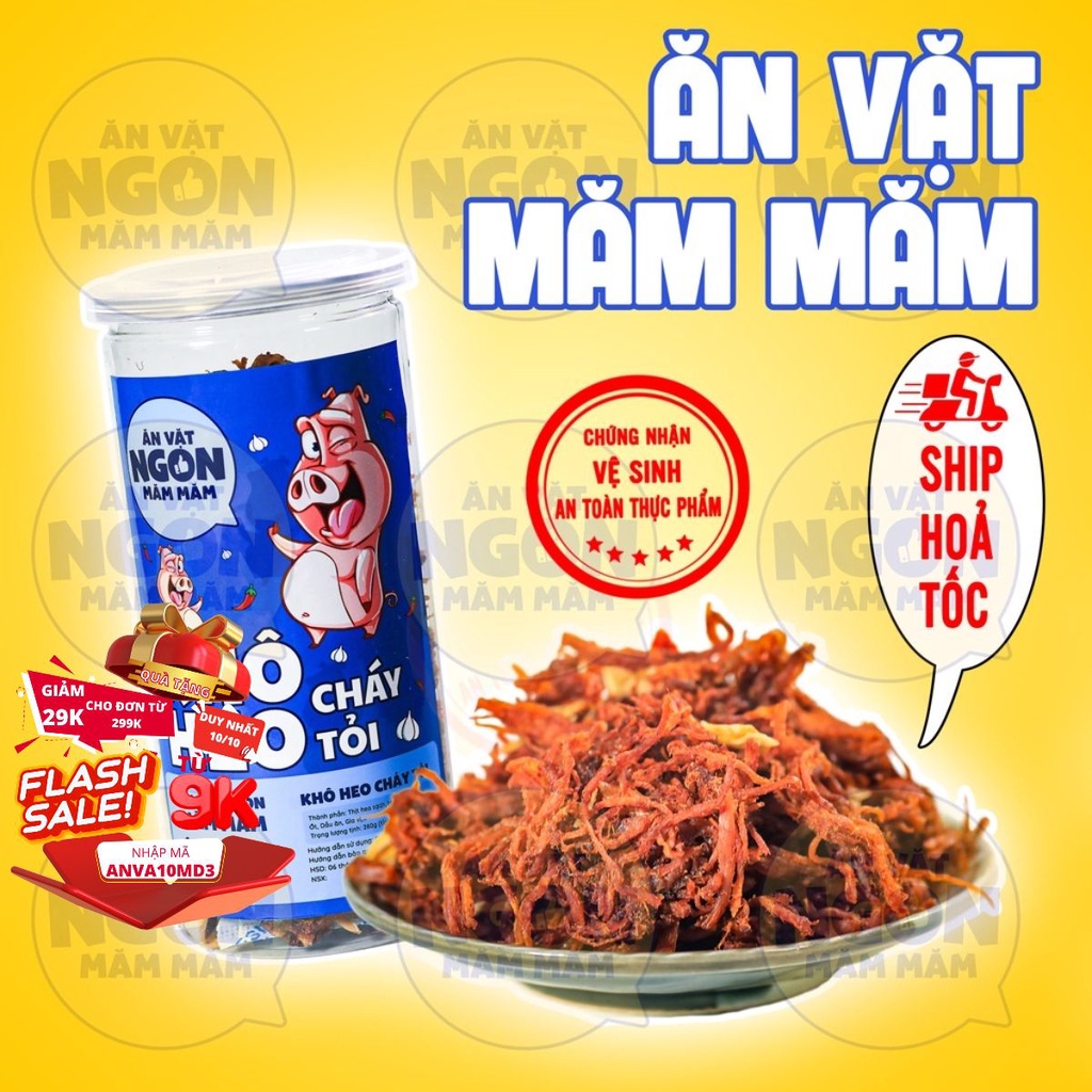Khô heo cháy tỏi Măm Măm hộp 250g Đồ ăn vặt siêu ngon - Món ngon mỗi ngày