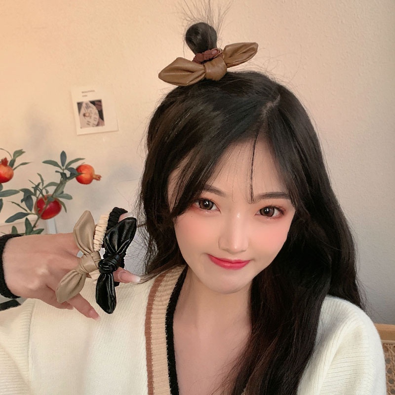 Cột tóc nơ vài da đơn giản ngọt ngào thời trang hàn quốc CT23