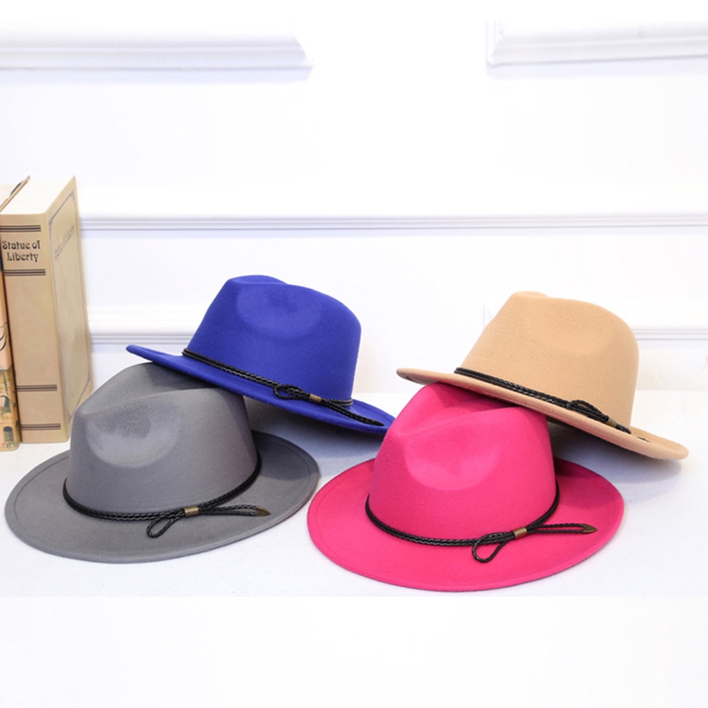 Mũ Fedora Rộng Vành Màu Sắc Vintage Thời Trang Mùa Đông Cho Nam