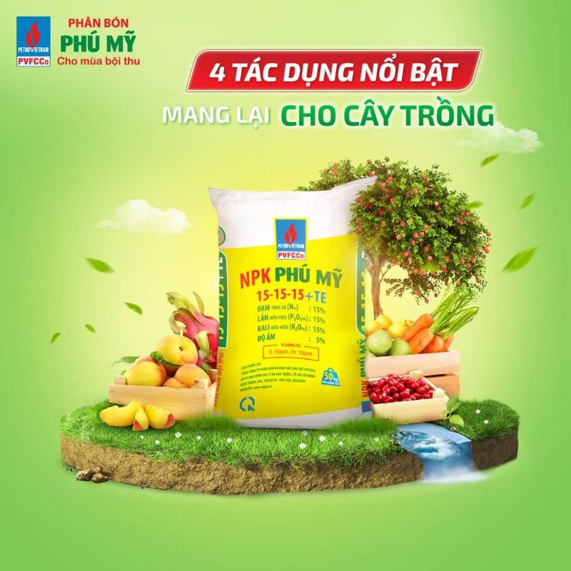 NPK 15.15.15 Phú Mĩ chuyên dùng bón thúc hoa, thúc quả cho các loại cây trồng - tăng năng suất, chất lượng túi 500gr