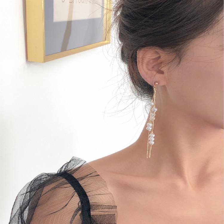 Khuyên tai nữ phối hạt ngọc trai thanh lịch thời trang