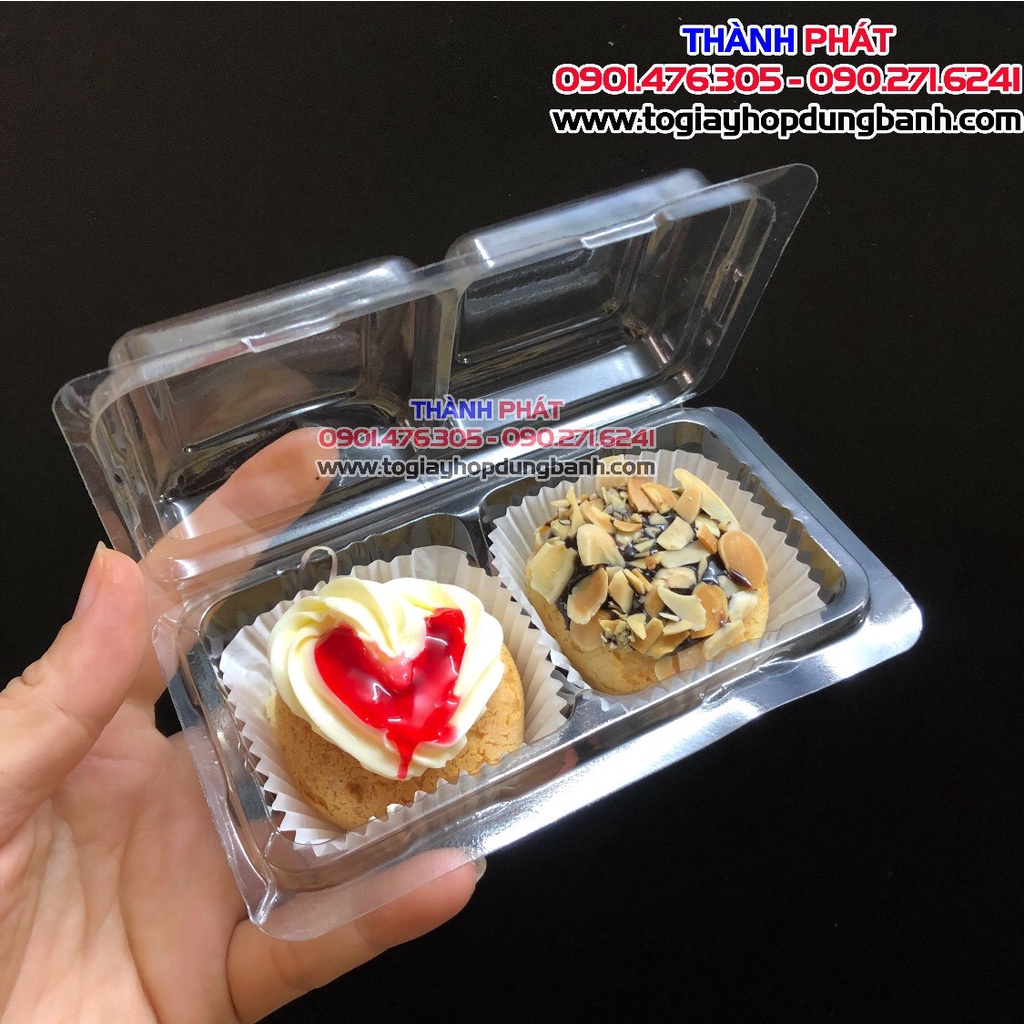 100 Hộp H162 đựng 2 bánh su singapore, bánh tart, trứng muối đài loan