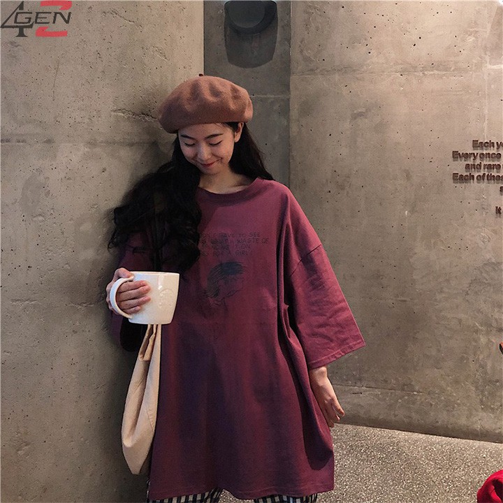 Áo thun nữ form rộng tay lỡ cổ tròn đẹp hàng Quảng Châu chất cotton xịn thời trang cá tính 2021 [ ao thun ] | BigBuy360 - bigbuy360.vn