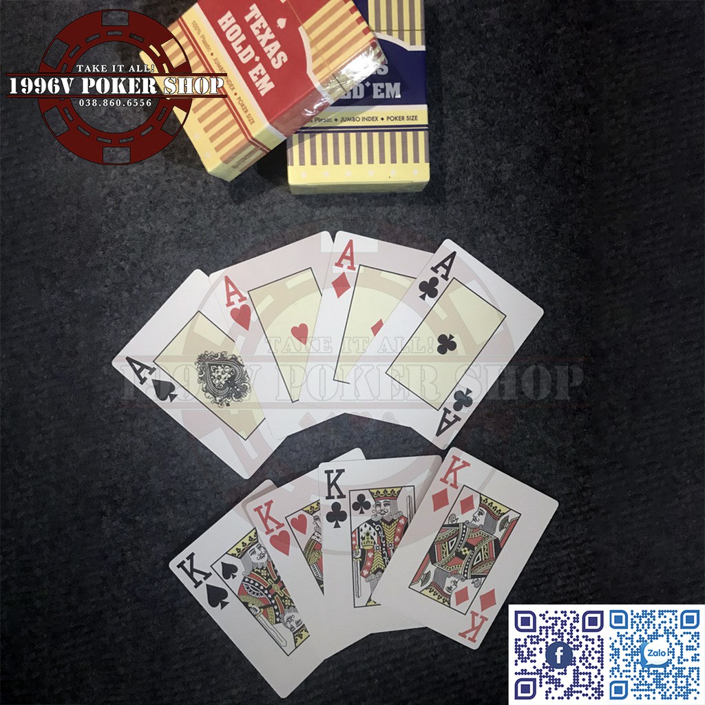 Bài tây nhựa bridge size, bài poker plastic card Texas Hold'em số to Jumbo chống nước - 1996V Poker Shop