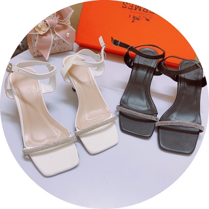 [ Sỉ rẻ]  Giày sandal cao gót quai đá mảnh gót nhọn 6p kiểu mới đơn giản dễ đi