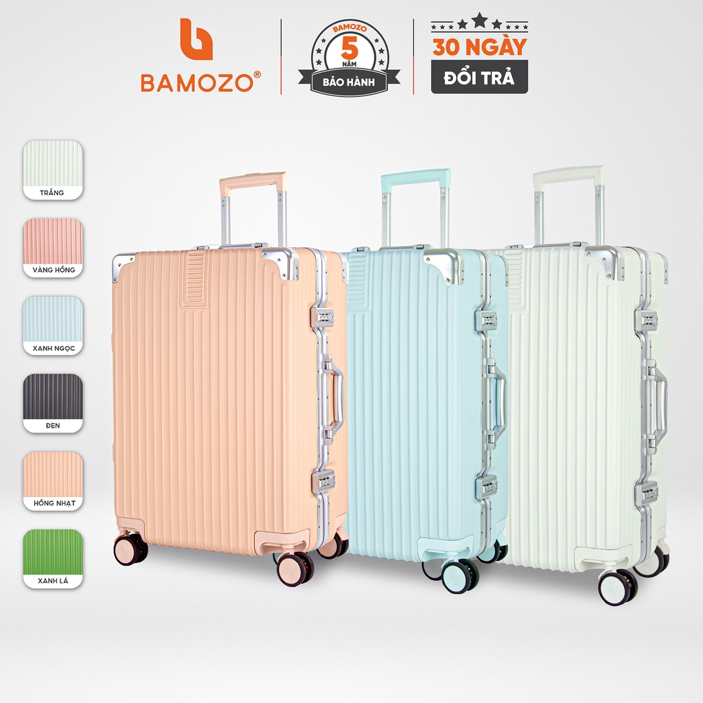 Vali du lịch Bamozo Khung Nhôm 9066, Valy Kéo Size 20/24/28 Cao Cấp Bịt 4 Góc Chống Va Đập Bảo Hành 5 Năm