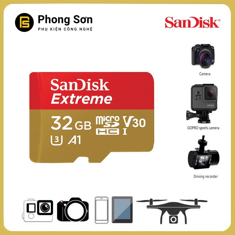 Thẻ nhớ Micro SDHC 32GB Extreme 667x 100mb/s UHS-1 Sandisk | BigBuy360 - bigbuy360.vn