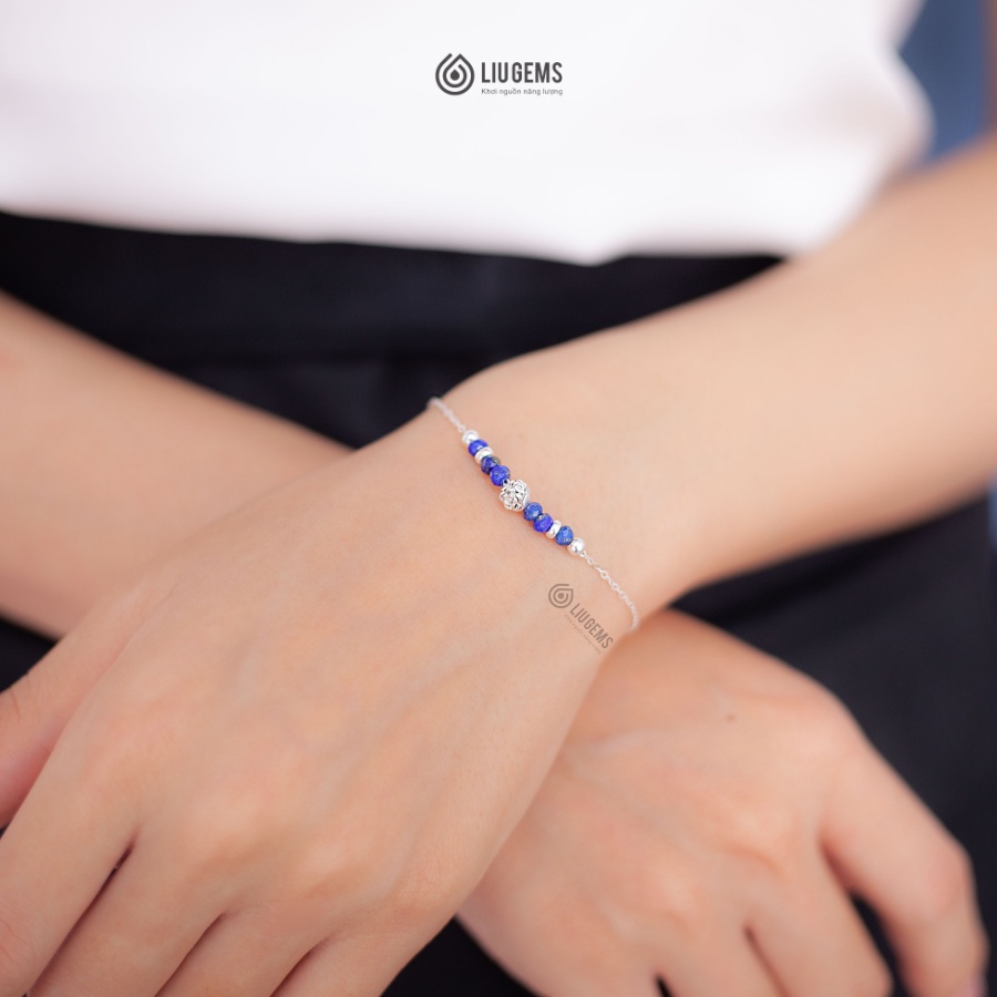 Vòng Tay Bạc 925 Nữ Liugems Hạt Đá Phong Thuỷ Tự Nhiên Mix Charm Hoa Quà Tặng Người Yêu