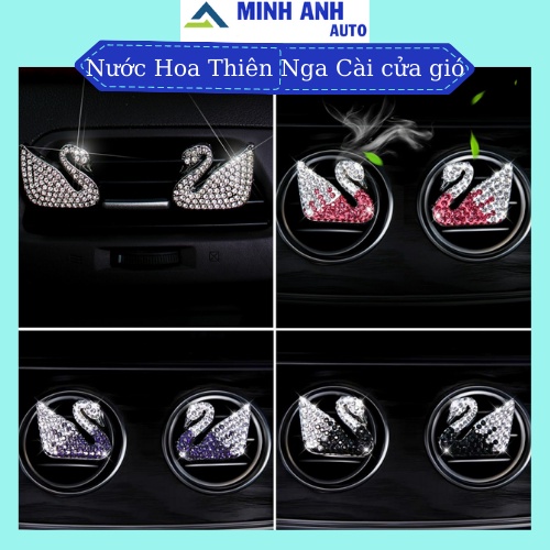 Nước Hoa Ô Tô Cài Cửa Gió Hình Thiên Nga Đính Đá Xinh Xắn