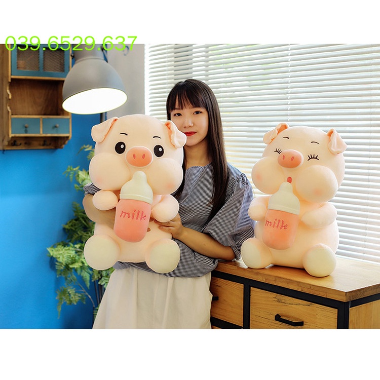 Gấu bông teddy bear heo ôm bình sữa heo nhồi bông ôm bình sữa siêu dễ thương siêu mềm Gấu bông Uống sữa