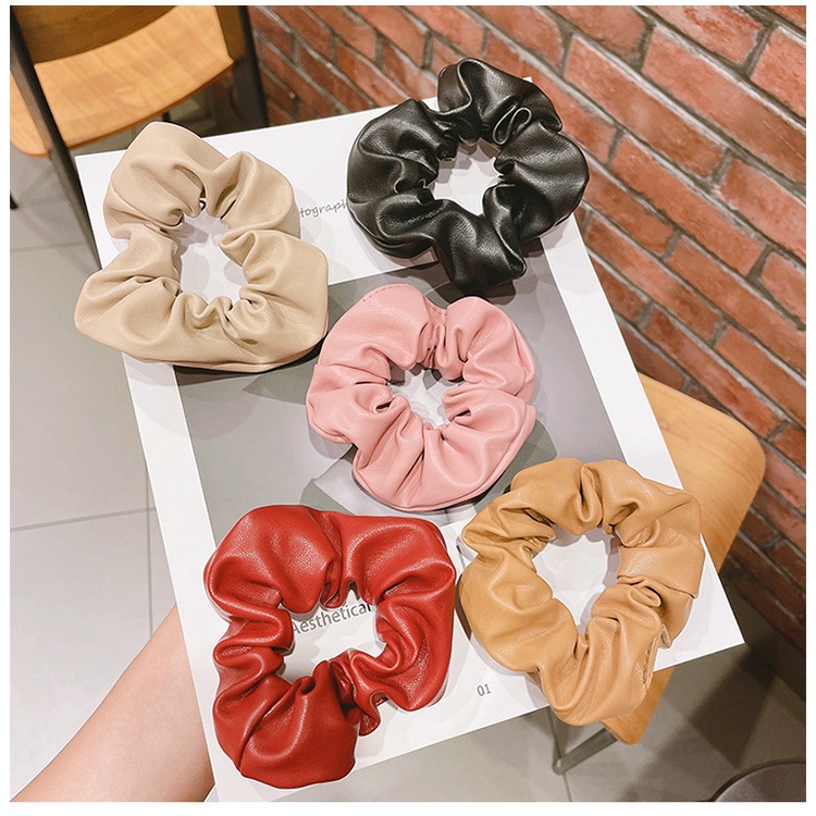 Dây Cột Tóc Da PU Phong Cách Hàn Quốc Đơn Giản Thời Trang Thu Đông Cho Nữ