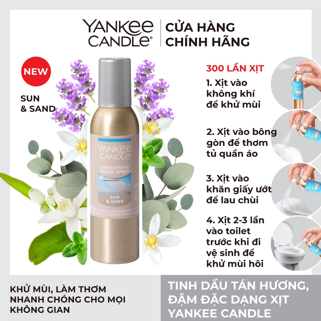 Tinh dầu tán hương đậm đặc dạng xịt Yankee Candle - Sun &amp; Sand (42.5g)