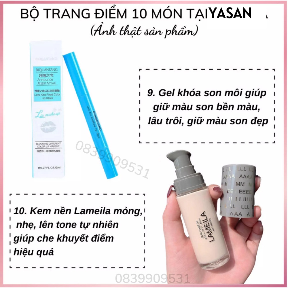 Bộ trang điểm chuyên nghiệp 10 món makeup cơ bản bảng màu thời thượng hottrend Yasan