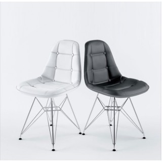 [Hàng có sẵn] - GHẾ EAMES BỌC DA KHUY CÚC CHÂN MẠ XI - Mã A-11A