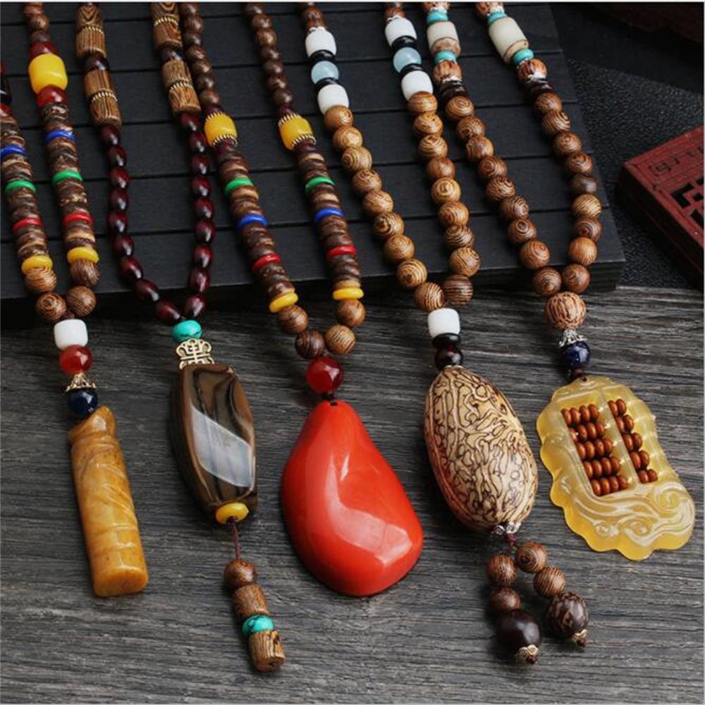 Vòng cổ xỏ hạt gỗ phong cách boho cổ điển thời trang