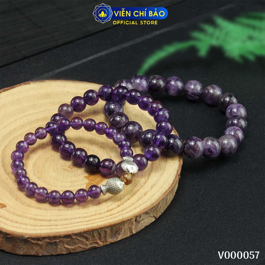 Vòng tay phong thủy đá tím mix charm thời trang phụ kiện trang sức Viễn Chí Bảo V000057