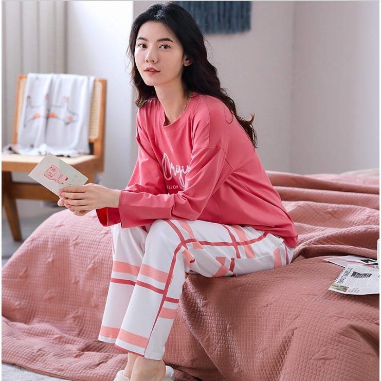 {ẢNH THẬT} Đồ bộ nữ Bộ mặc nhà vải COTTON 100% thông thoáng & thấm hút mồ hôi tốt, style Hàn Quốc (602)