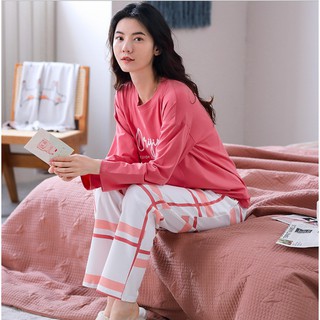 {ẢNH THẬT} Đồ bộ nữ Bộ mặc nhà vải COTTON 100% thông thoáng & thấm hút mồ hôi tốt, style Hàn Quốc (602)