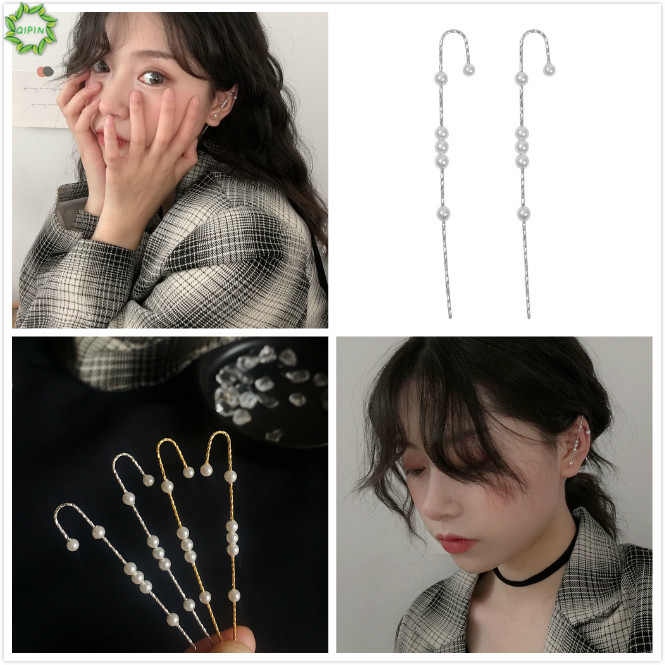 Khuyên tai mạ vàng/bạc đính ngọc trai giả thời trang sành điệu cho nữ