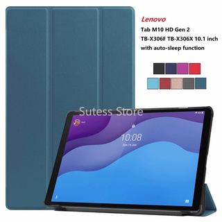 Ốp Máy Tính Bảng Da Từ Tính Màu Trơn Đế Lật Tự Động Ngủ Cho Lenovo Tab M10 HD Gen 2 TB X306F TB X306X 10.1 inch