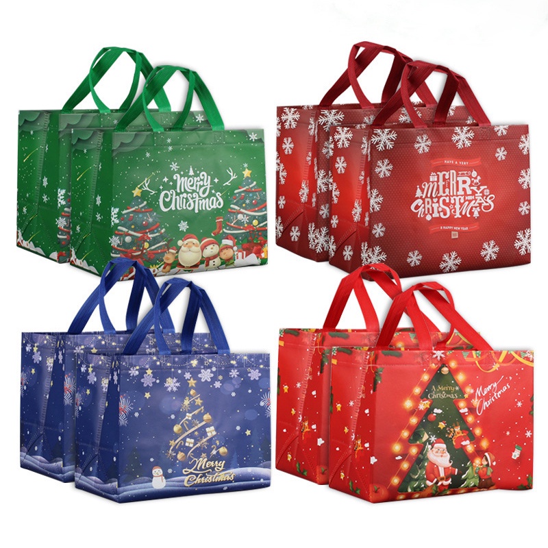 Túi Đựng Kẹo Bằng Vải Không Dệt Phong Cách Giáng Sinh Mới