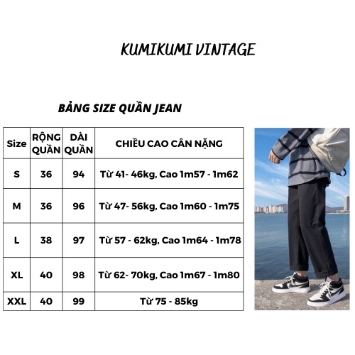 Quần Jean Baggy Đen Dhclothes  form rộng , dáng suông nam  nữ- quần bò dày dặn dễ phối đ