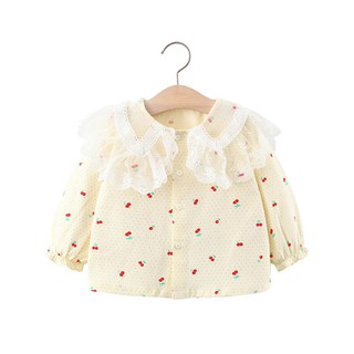 Áo sơ mi bé gái họa tiết quả chery size 8-16kg