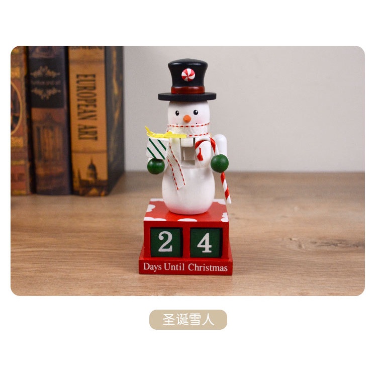 Lịch Để Bàn Đếm Ngược Hình Người Lính Bằng Gỗ Óc Chó Cỡ Nhỏ Trang Trí Giáng Sinh