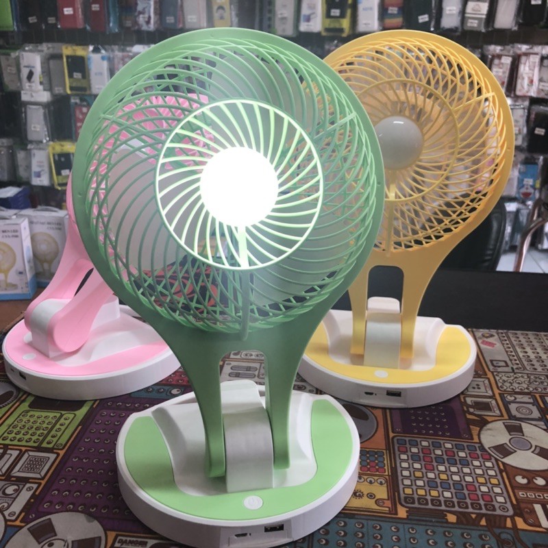 Quạt Tích Điện 5580 Mini Fan 2 In 1 Gấp Gọn