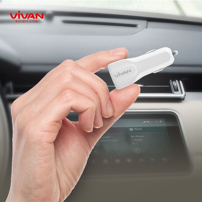 [Mã ELRVA30K giảm 7% đơn 99K] Sạc Xe Hơi VIVAN CC02S 2 Cổng USB Hỗ Trợ Sạc nhanh 5V/3.1A - BẢO HÀNH 1 ĐỔI 1 CHÍNH HÃNG