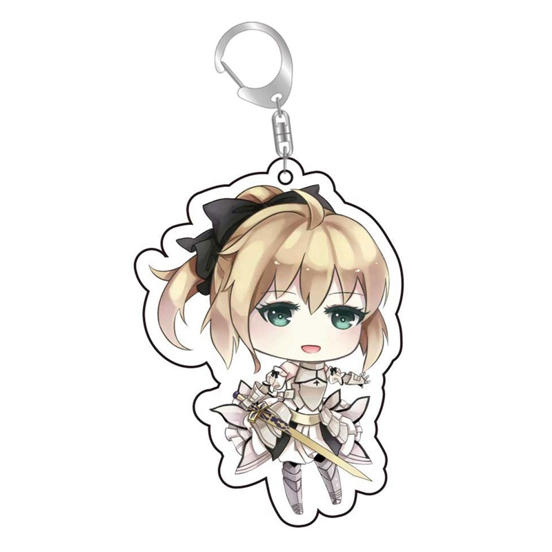 Móc Khóa Nhựa Acrylic Hai Mặt Hình Nhân Vật Saber Trong Fate/Stay Night