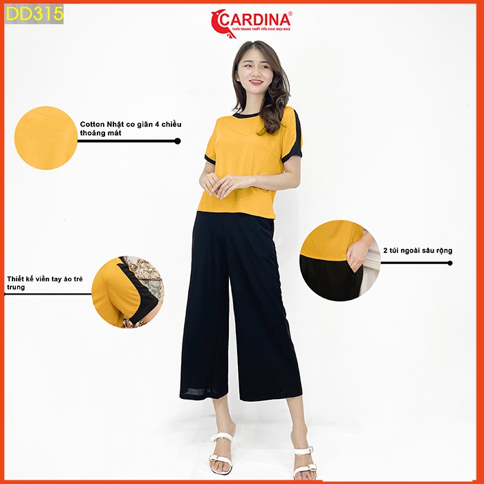 Đồ bộ nữ CARDINA chất cotton Nhật cao cấp ống sớ dài áo viền né mềm mại thoáng mát DD3.