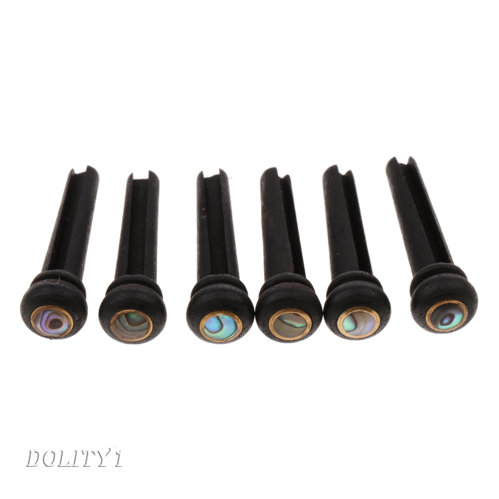 Set 6 chốt giữ dây đàn màu đen bằng gỗ mun tiện dụng chất lượng