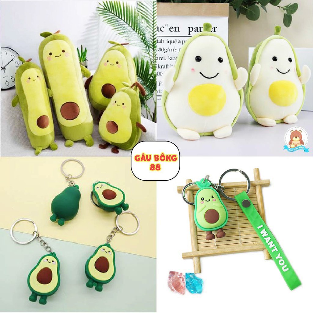 Móc Khóa &amp; Gấu bông ôm quả bơ nhiều mẫu siêu cute - made gaubong88